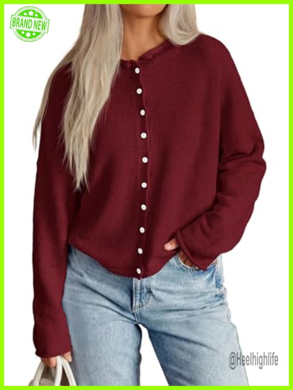 PRETTYGARDEN Button Up Knit Cardigan Oversized Fall Sweater